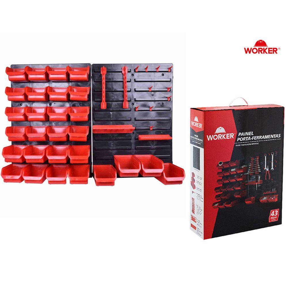 Painel Porta Ferramentas 43 Peças Organizador Oficina Casa - Worker